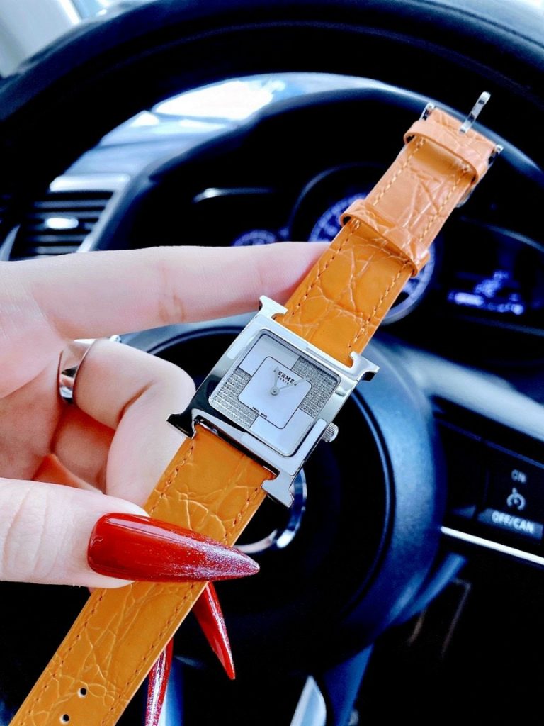 Đồng hồ Hermes nữ siêu cấp dây da màu cam