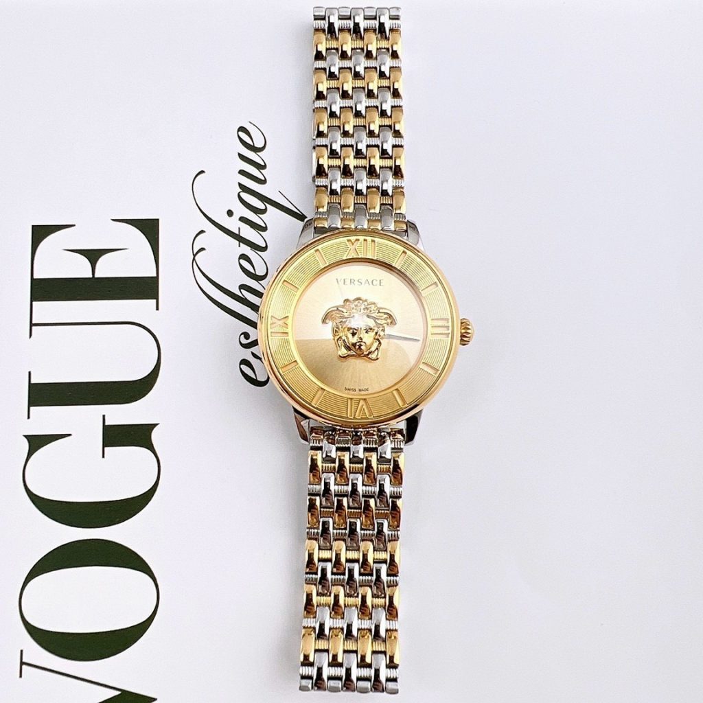 Đồng hồ Versace nữ like auth mặt tròn dây kim loại