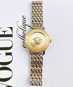 Đồng hồ Versace nữ like auth mặt tròn dây kim loại