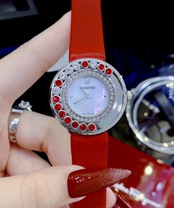 Đồng Hồ Swarovski Nữ Dây Da Màu Đỏ