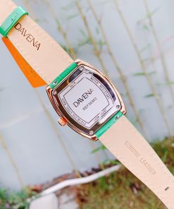 Đồng hồ Davena chính hãng nữ 30303 dây da màu xanh lá cây