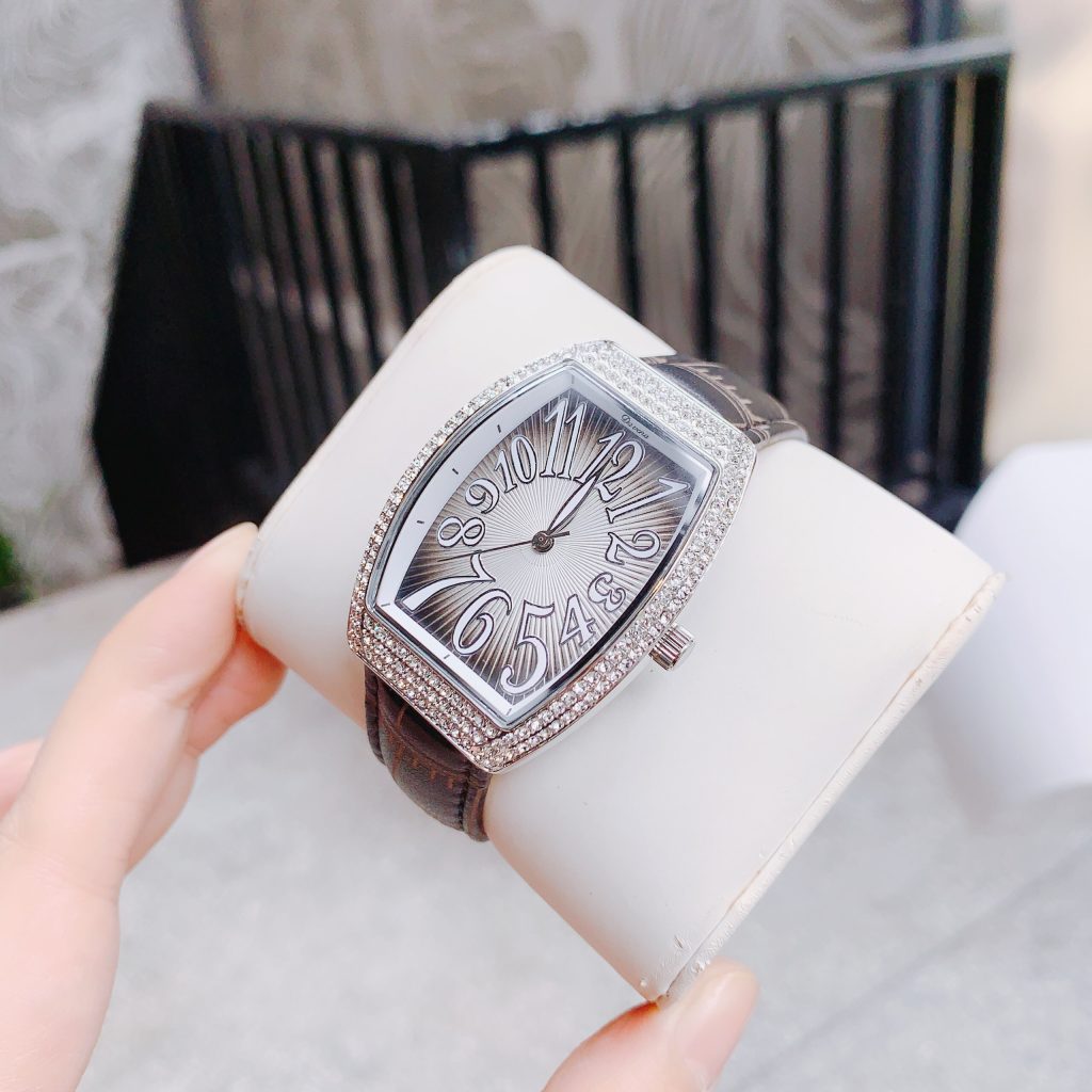 Đồng hồ Davena chính hãng nữ 31820 dây da màu đen đính đá