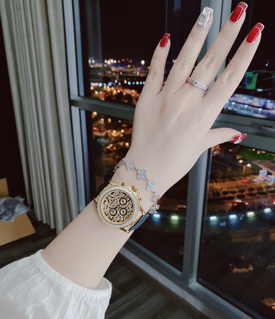 Đồng hồ Huboler chính hãng nam nữ dây cao su màu đen unisex 40mm