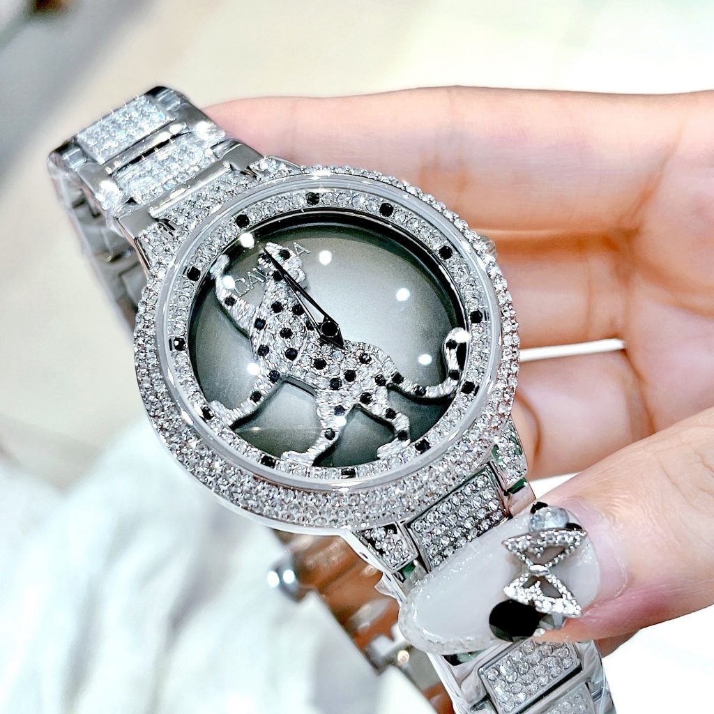 Đồng hồ chính hãng Davena 60089 nữ mặt tròn đính đá