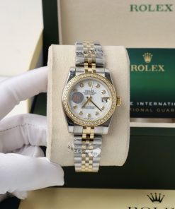 Đồng hồ Rolex nữ giá rẻ Super Fake máy cơ Nhật dây Demi mặt trắng