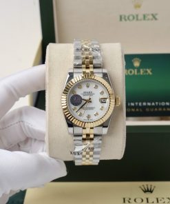 Đồng hồ Rolex nữ giá rẻ Super Fake máy cơ Nhật dây Demi mặt trắng