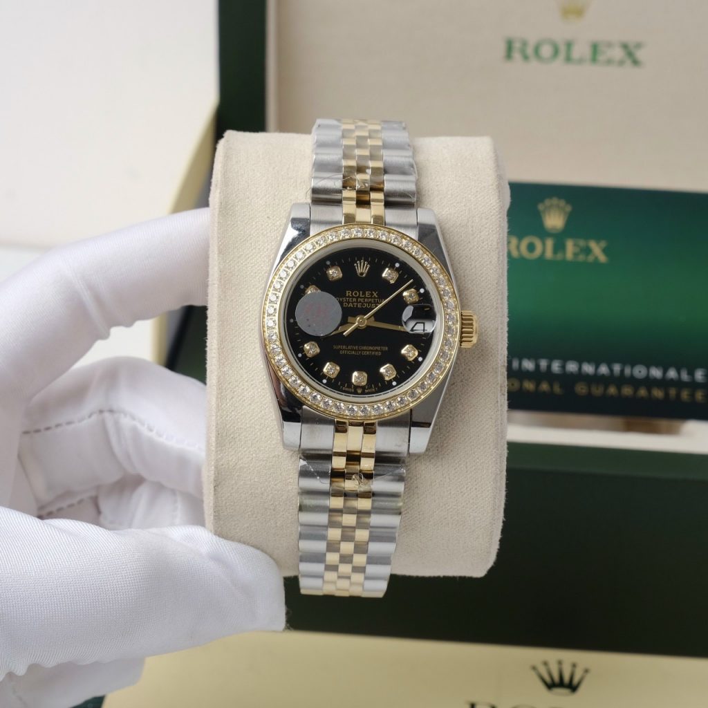 Đồng hồ Rolex nữ DateJust Super Fake 1:1 Nhật niềng đính đá
