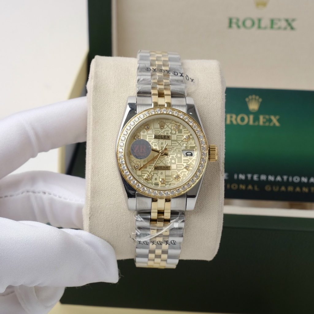 Đồng hồ Rolex nữ DateJust Super Fake 1:1 Nhật niềng đính đá