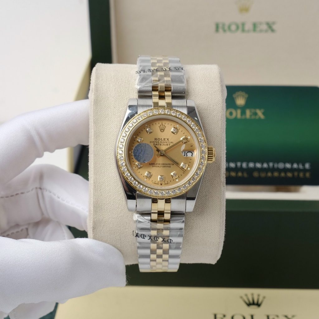 Đồng hồ Rolex nữ DateJust Super Fake 1:1 Nhật niềng đính đá