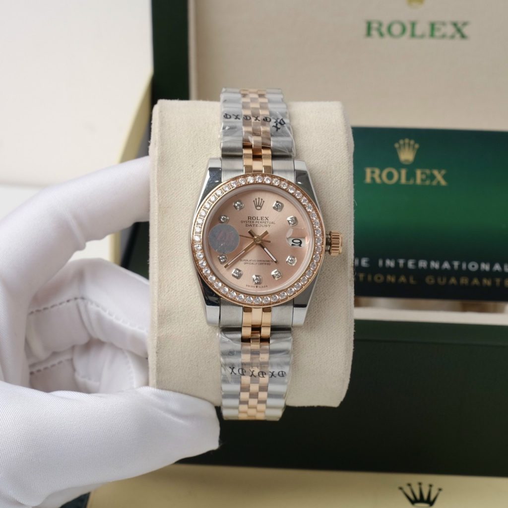 Đồng hồ Rolex nữ DateJust Super Fake 1:1 Nhật niềng đính đá