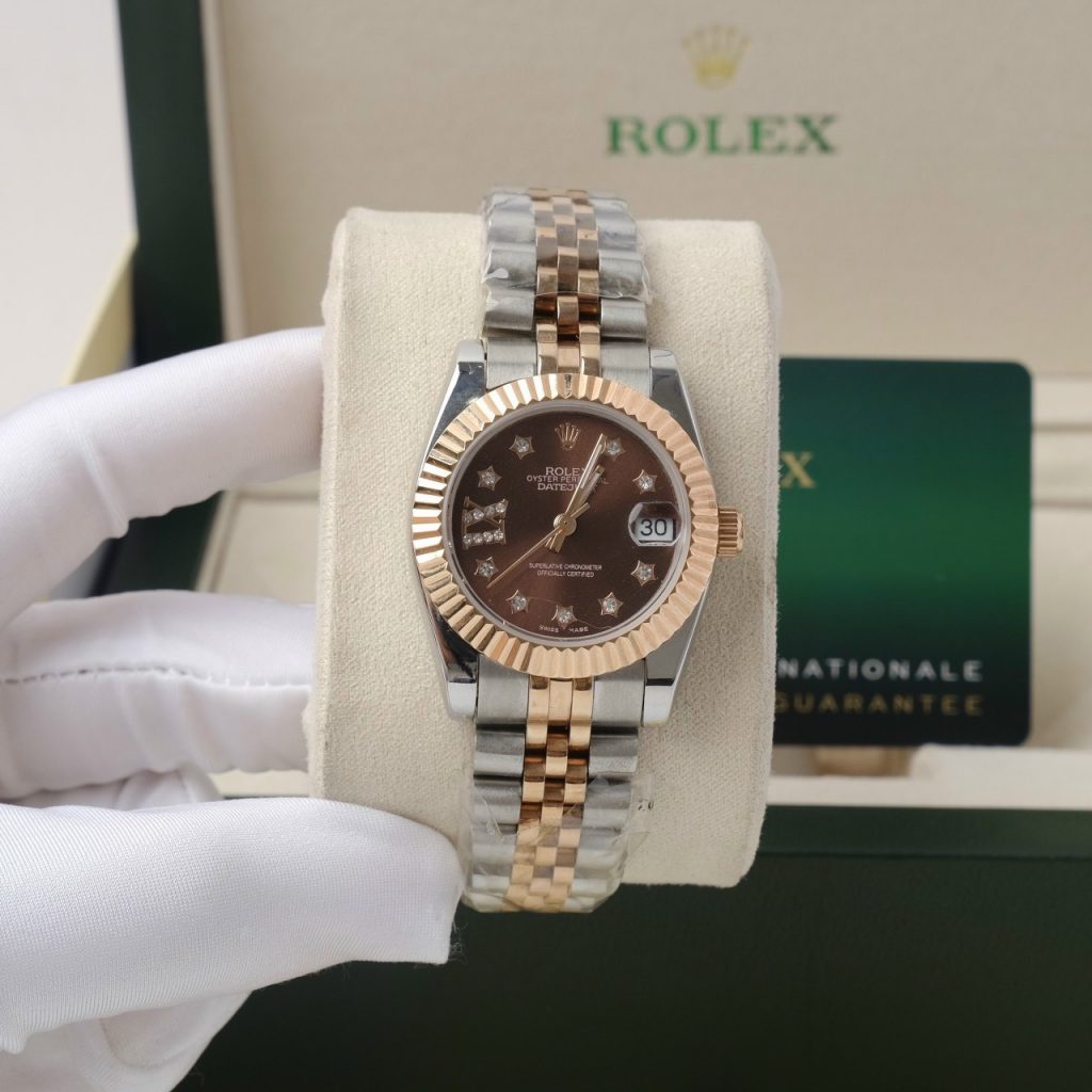 Đồng hồ Rolex DateJust nữ giá rẻ mặt tròn dây kim loại 4 màu 31mm