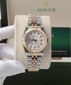 Đồng hồ Rolex DateJust nữ giá rẻ mặt tròn dây kim loại 4 màu 31mm