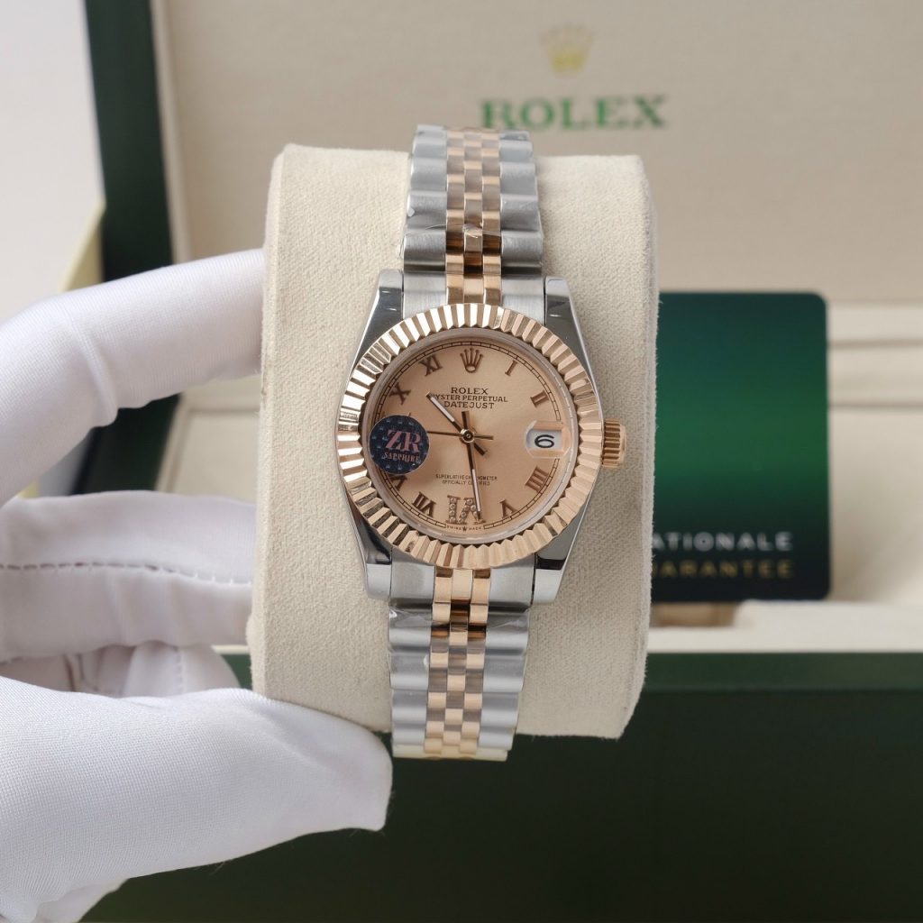 Đồng hồ Rolex DateJust nữ giá rẻ mặt tròn dây kim loại 4 màu 31mm