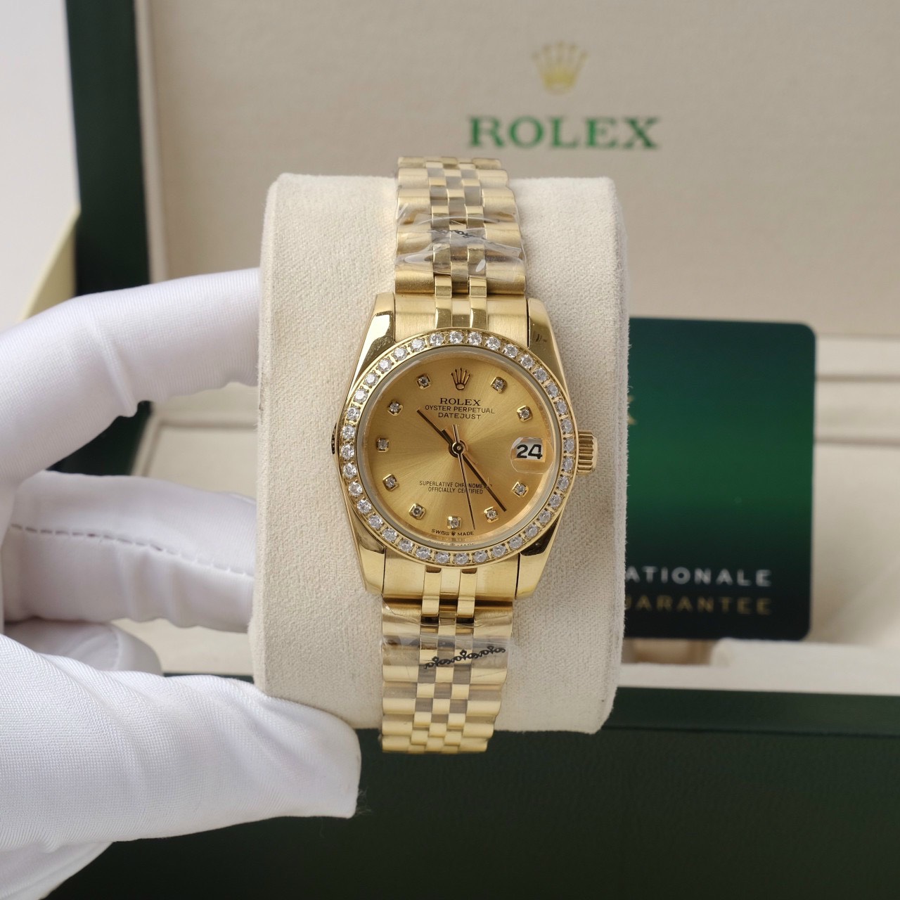 Đồng hồ Rolex Datejust nữ đính đá máy cơ màu vàng Gold