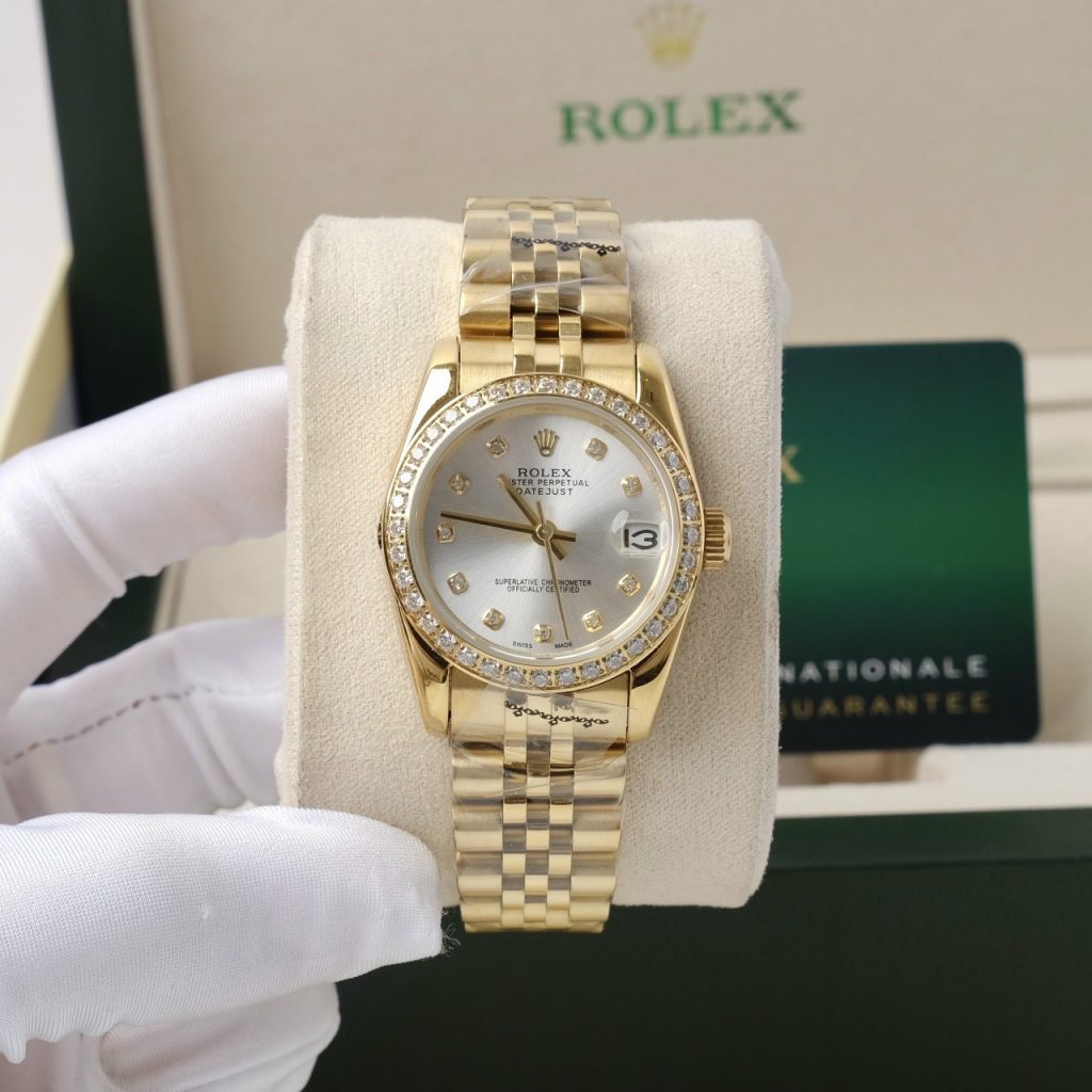 Đồng hồ Rolex Datejust nữ đính đá máy cơ màu vàng Gold 31mm