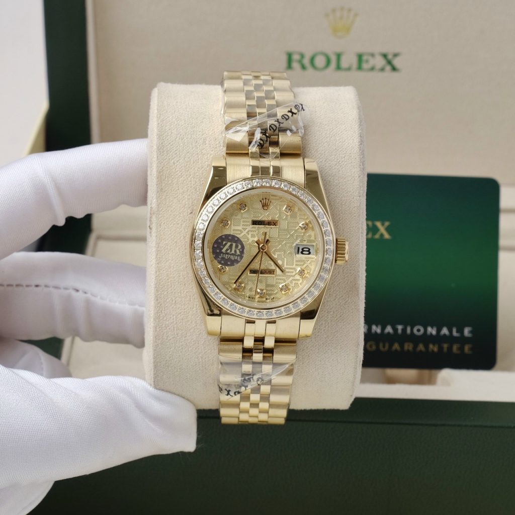 Đồng hồ Rolex Datejust nữ đính đá máy cơ màu vàng Gold 31mm