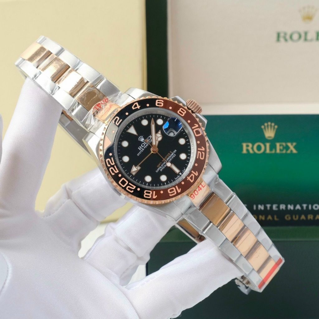 Đồng hồ Rolex GMT-Master Root Beer Fake Nhật màu demi 40mm