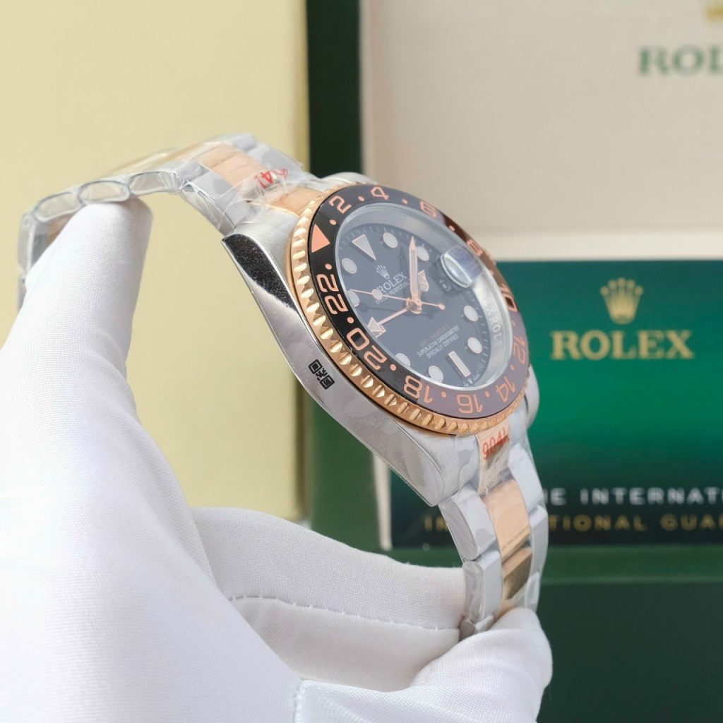 Đồng hồ Rolex GMT-Master Root Beer Fake Nhật màu demi 40mm