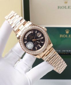 Đồng hồ nam Rolex đính đá máy Nhật giá rẻ mặt số nham thạch 40mm