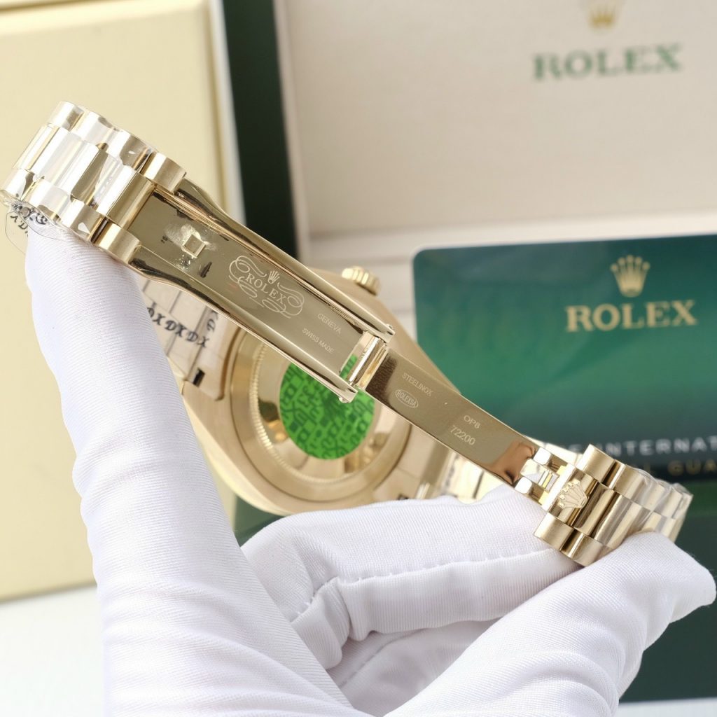Đồng hồ Rolex nam đính đá Baguette Fake 11 máy cơ Nhật Day-Date 40mm