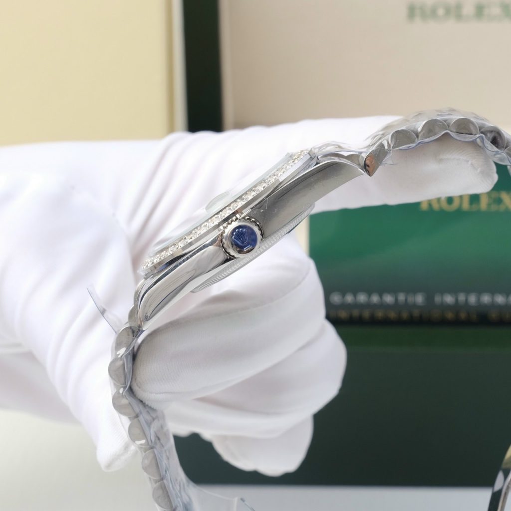 Đồng hồ Rolex Day-Date nam đính đá Baguette Super Fake máy Nhật