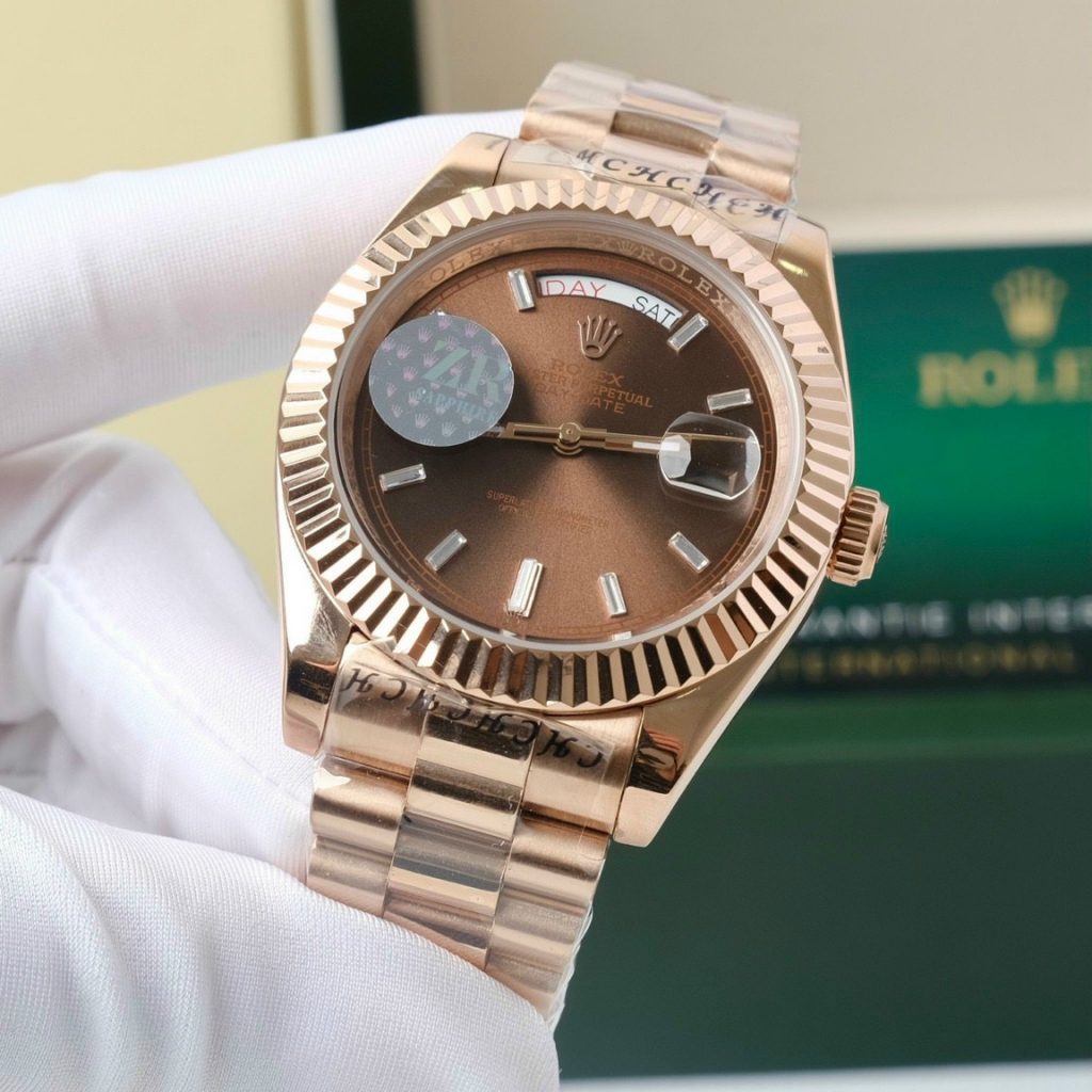 Đồng hồ nam Rolex Day-Date máy Nhật mặt số Chocolate 40mm