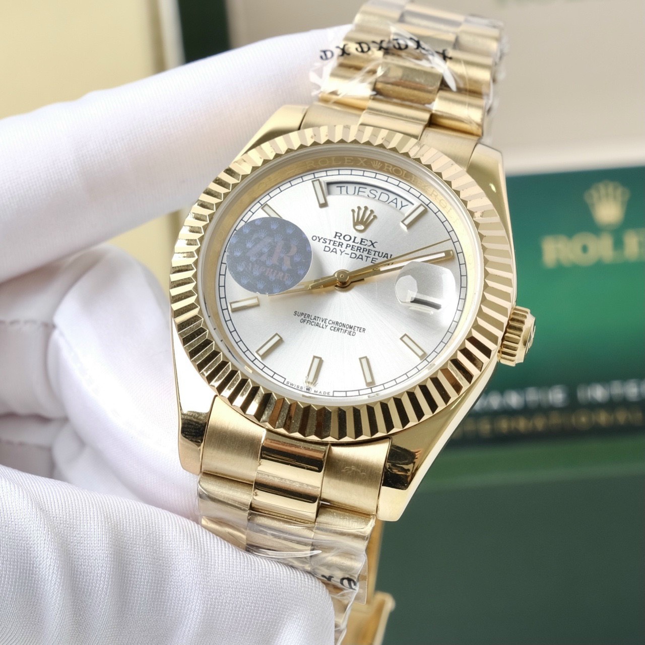 Đồng hồ nam Rolex Day-Date Super Fake máy cơ Nhật màu vàng Đồng hồ nam Rolex Day-Date Super Fake máy cơ Nhật màu vàng