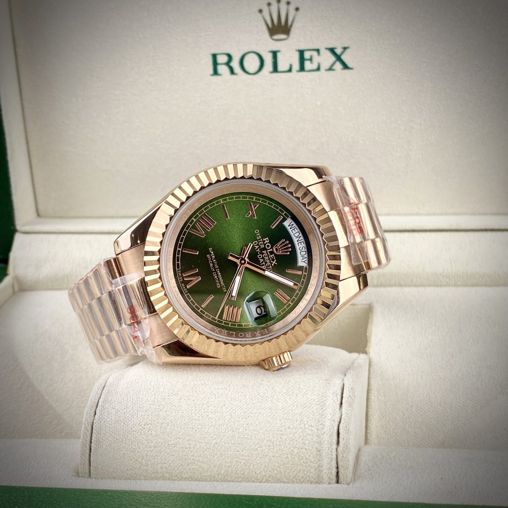 Đồng hồ Rolex Day-Date Rose gold mặt xanh lá Super Fake Nhật 40mm