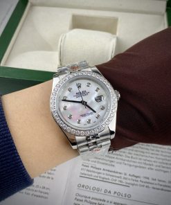 Đồng hồ Rolex DateJust mặt xà cừ nam đính đá Automatic máy Nhật 40mm