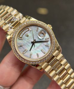 Đồng hồ Rolex Replica 11 Day-Date mặt xà cừ niềng đính đá 36/40mm