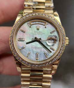 Đồng hồ Rolex Replica 11 Day-Date mặt xà cừ niềng đính đá 36/40mm