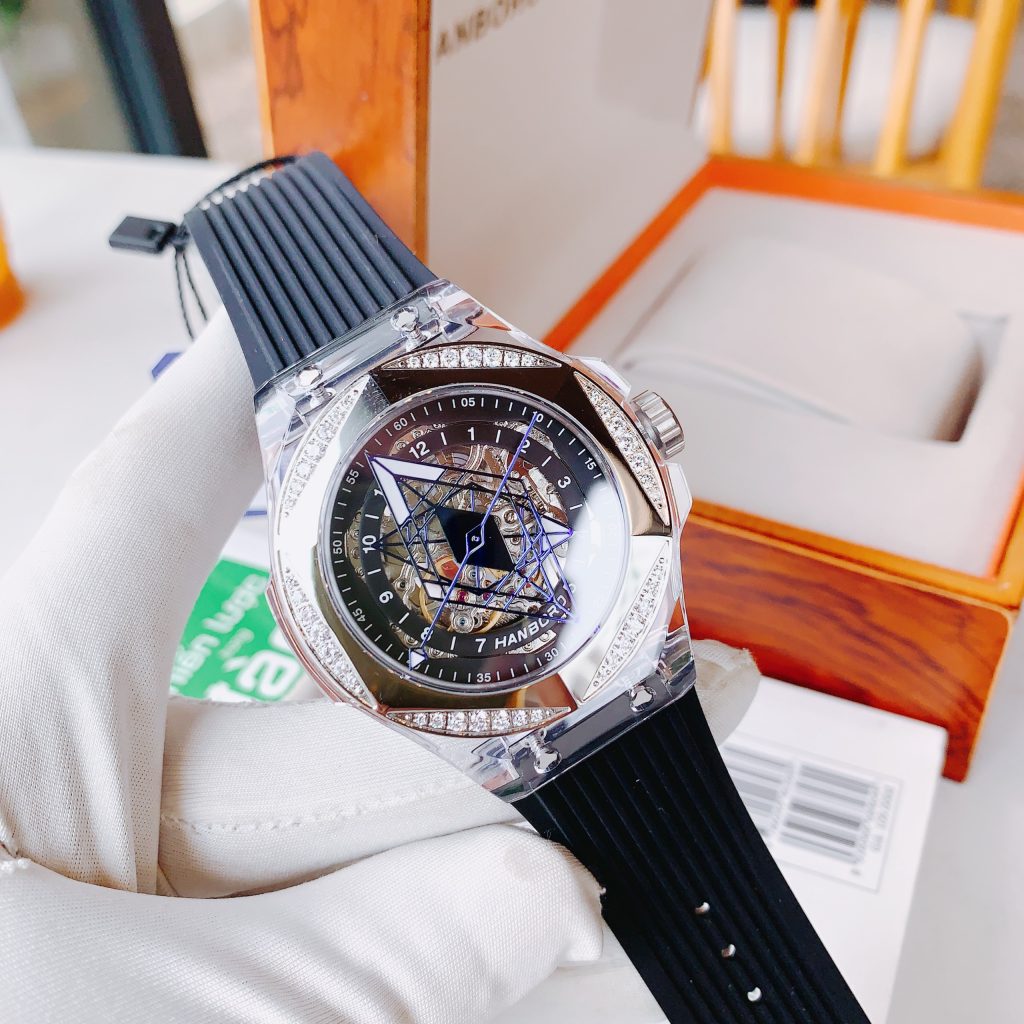 Đồng hồ cơ lộ máy Hanboro by Huboler chính hãng nam đính đá