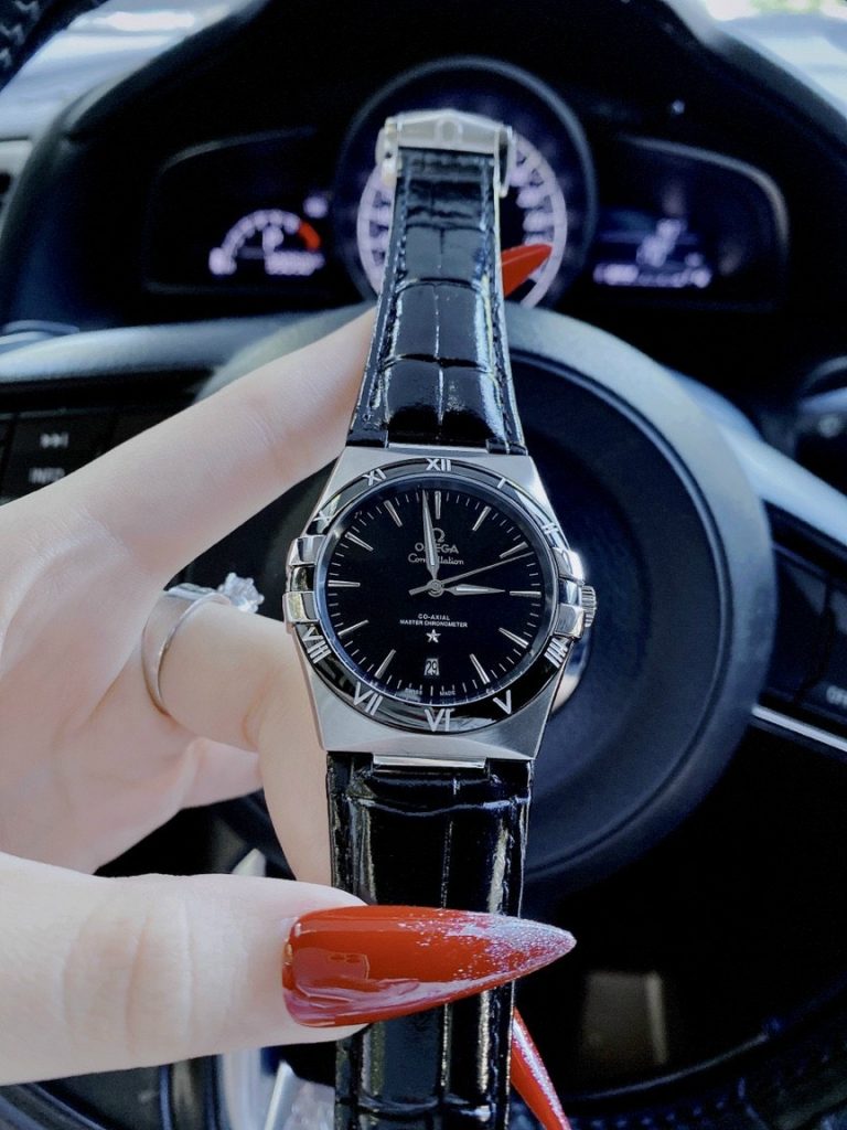 Đồng hồ nam dây da Omega Automatic nam máy cơ Fake 11