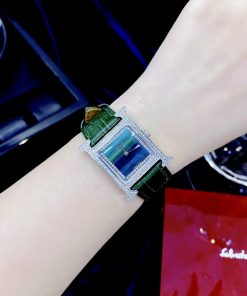 Đồng hồ Hermes nữ Like Auth mặt chữ nhật đính đá dây da 4 màu 26mm