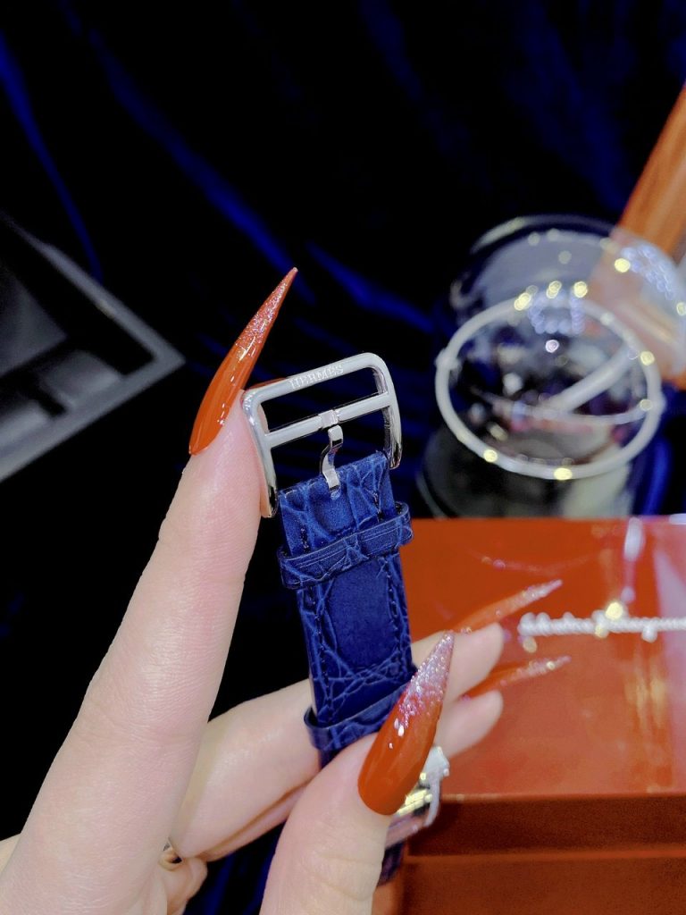 Đồng hồ Hermes nữ Like Auth mặt chữ nhật đính đá dây da 4 màu 26mm