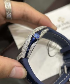 Đồng hồ Franck Muller V45 nam đính full kim cương nhân tạo màu xanh 44mm