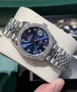 Đồng hồ Rolex Datejust Replica 11 nữ mặt xanh cọc số đính đá EW Factory