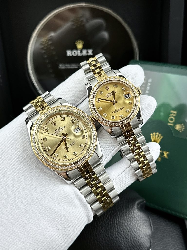 Đồng hồ đôi Rolex máy cơ automatic Datejust Super Fake Nhật 31/41mm