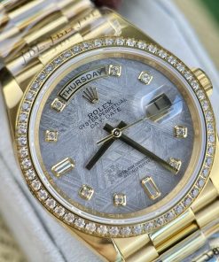 Đồng Hồ Rolex Mặt Thiên Thạch Day-Date Mạ Vàng