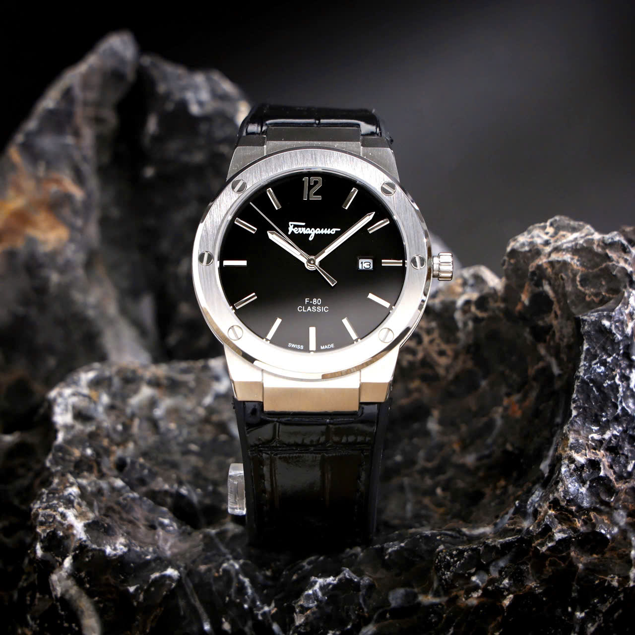 Đồng hồ Salvatore Ferragamo F80 Classic nam dây cao su màu đen Super Fake 40mm (2)