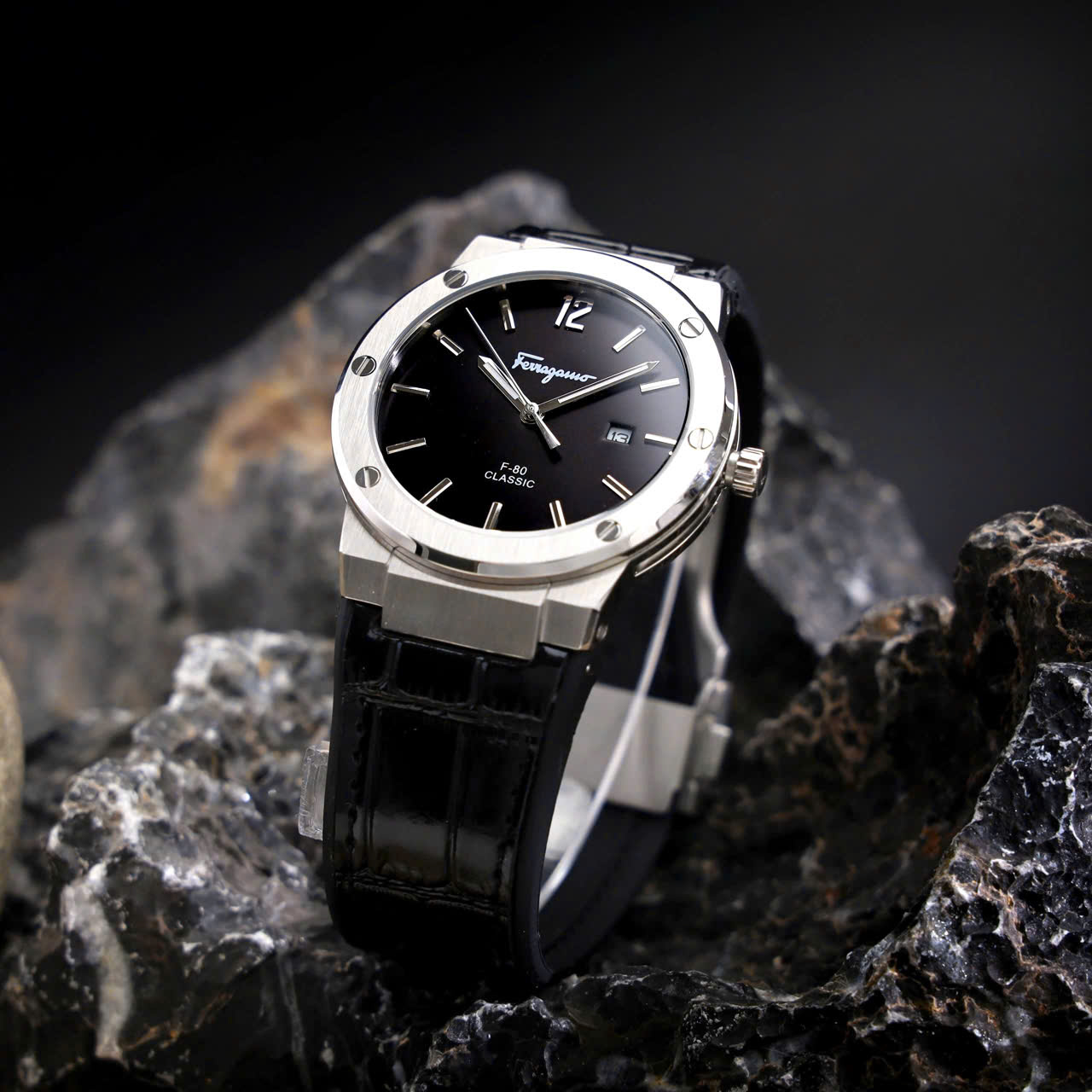 Đồng hồ Salvatore Ferragamo F80 Classic nam dây cao su màu đen Super Fake 40mm (3)