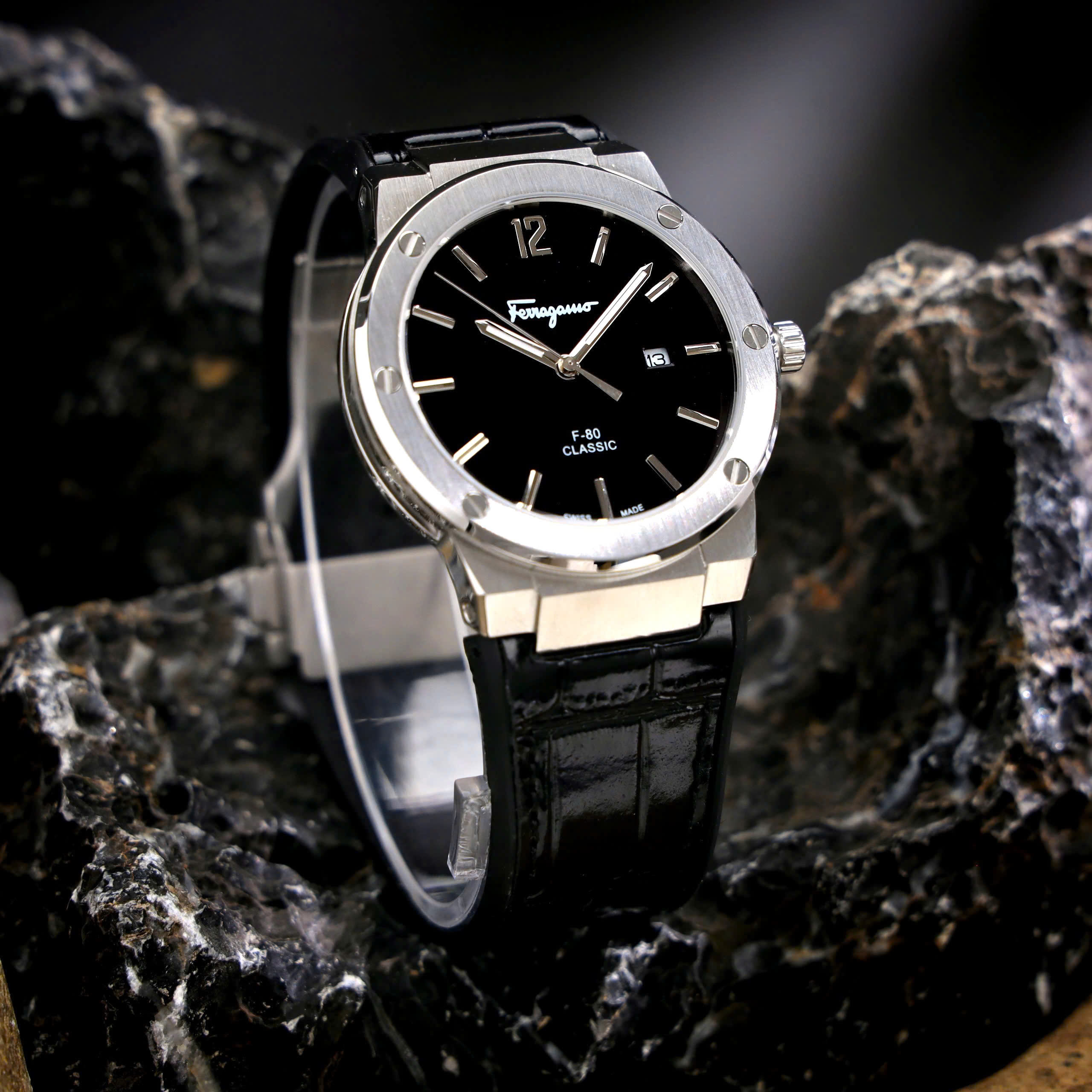 Đồng hồ Salvatore Ferragamo F80 Classic nam dây cao su màu đen Super Fake 40mm (4)