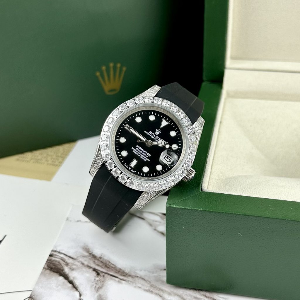 Đồng hồ nam Rolex Submariner Fake 11 máy Nhật đính full đá 