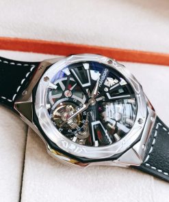 Đồng hồ cơ chính hãng Hanboro Automatic nam dây da mặt tròn 44mm