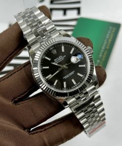 Đồng hồ Rolex DateJust Clean Factory Replica 11 mặt đen cọc dạ quang 41mm
