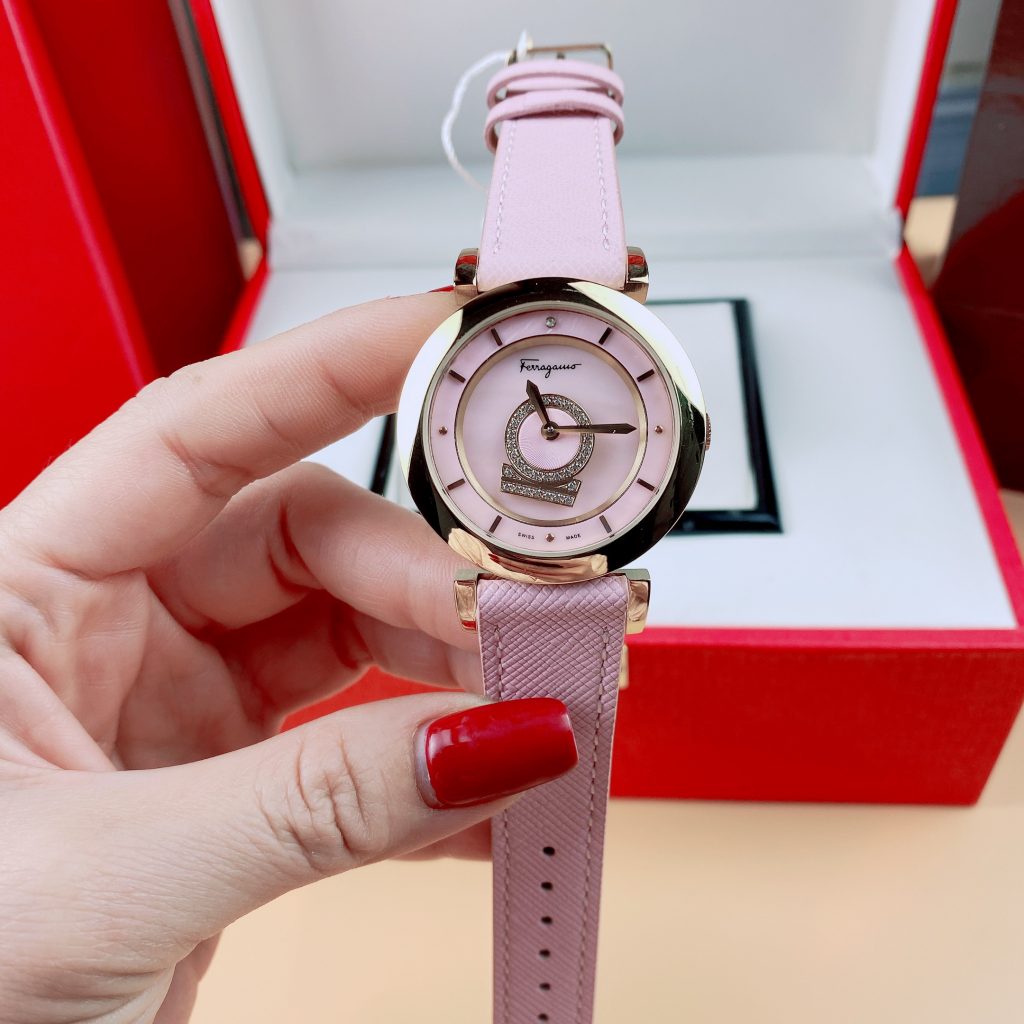 Đồng hồ nữ Salvatore Feragamo Minuetto dây da màu hồng giá rẻ