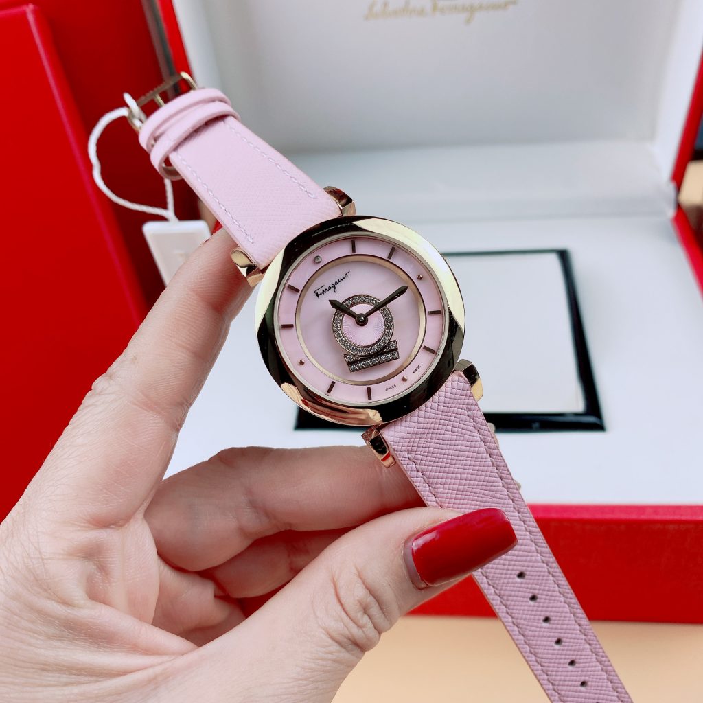Đồng hồ nữ Salvatore Feragamo Minuetto dây da màu hồng giá rẻ