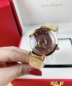 Đồng hồ Salvatore Feragamo Minuetto dây thép lưới demi gold