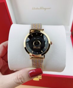 Đồng hồ Salvatore Feragamo Minuetto dây thép lưới demi gold