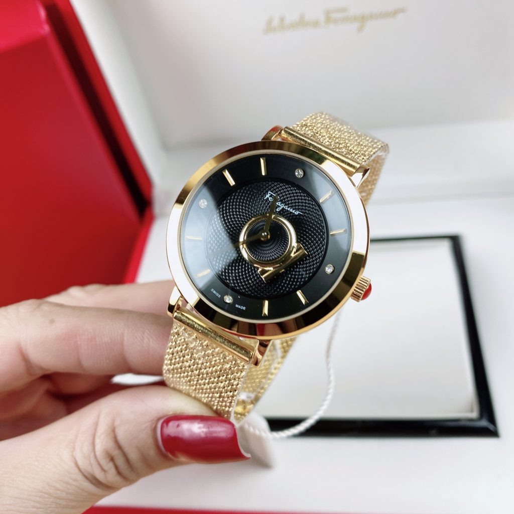 Đồng hồ Salvatore Feragamo Minuetto dây thép lưới demi gold